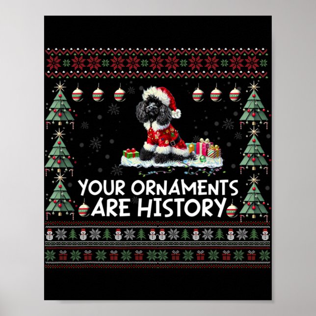 Poster Árvore de Natal de Poodle Preta Desorte Xma (Frente)