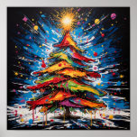 Poster Árvore de Natal de pop Art<br><div class="desc">Um design de estilo pop com árvore de Natal</div>