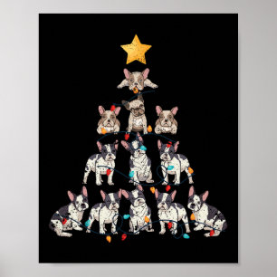 Poster Árvore de Natal do Buldogue Frenchie Dog Xmas Pjs