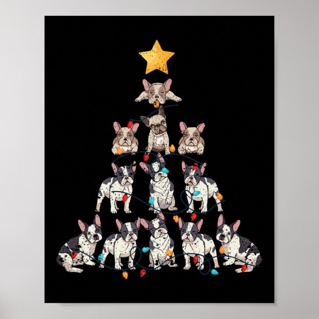 Poster Árvore de Natal do Buldogue Frenchie Dog Xmas Pjs  (Frente)