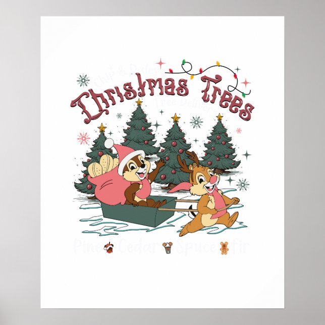 Poster árvore de natal do chip e dale (Frente)