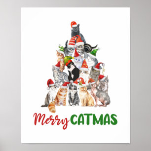 Poster Árvore de Natal do Gato Amante do Gato Natal 