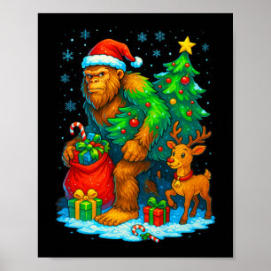Poster Árvore de Natal do Papai Noel Pé Grande Renas Engr