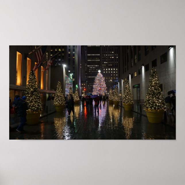 Poster Árvore de Natal do Rockefeller Center em Reflexão (Frente)