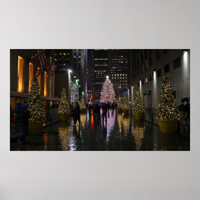 Poster Árvore de Natal do Rockefeller Center em Reflexão (Frente)