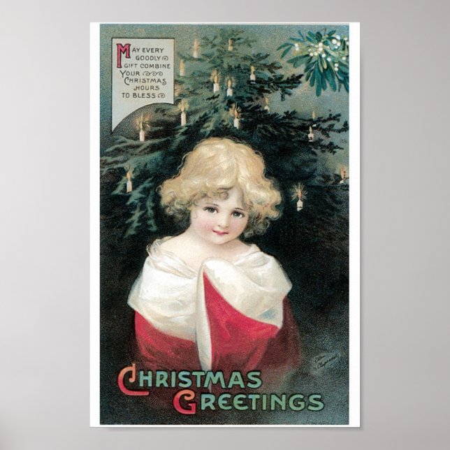 Poster Árvore de Natal e Criança (Frente)
