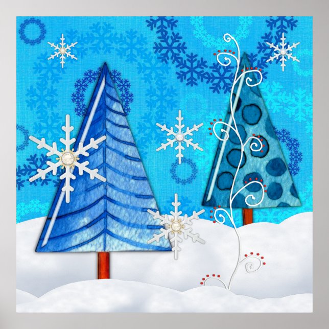 Poster Árvore de Natal e Floco de Neve (Frente)