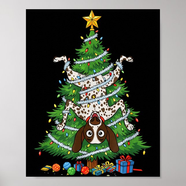 Poster Árvore de Natal engraçada de cachorro de ponteiro  (Frente)
