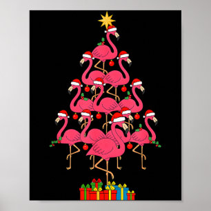 Poster Árvore de Natal engraçada do flamingo do Natal Nk