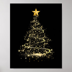 Poster Árvore de Natal Engraçada em Dourado Feliz Natal P