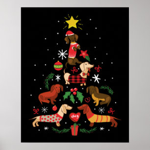 Poster Árvore de Natal Engraçado Dachshund