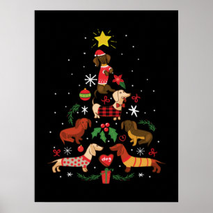 Poster Árvore de Natal Engraçado Dachshund