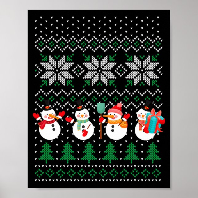 Poster Árvore de Natal Feio do Natal Boneco de Neve Papai (Frente)