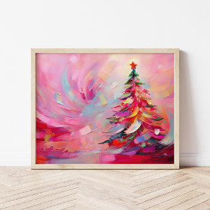 Poster Árvore de Natal feliz e Abstrato Brilhante