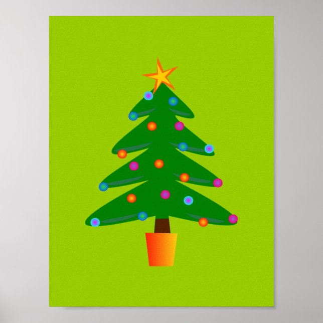 Póster Árvore de Natal Festiva Verde (Frente)