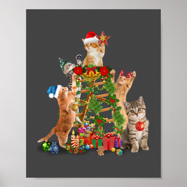 Poster Árvore de Natal Gato de Natal Feio Pai de Gato (Frente)