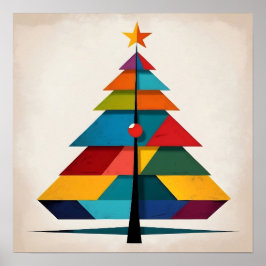 Poster Árvore de Natal Geométrica Minimalista de Pop Art