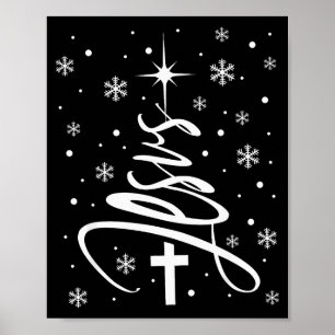 Poster Árvore de Natal Jesus Cristão Floco de Neve Feriad