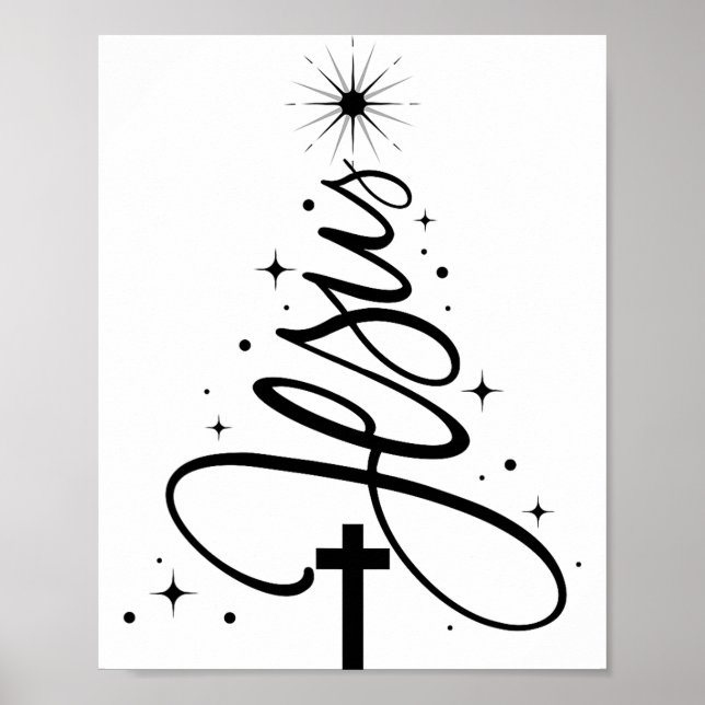 Poster Árvore de Natal Jesus Versículo da Bíblia Cristã F (Frente)