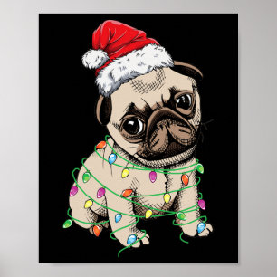 Poster Árvore de Natal Luz Santa Hat Xmas Oferece Boys Ki