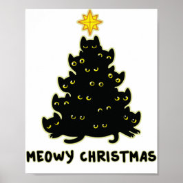 Poster Árvore de Natal meada, doce de gato preto