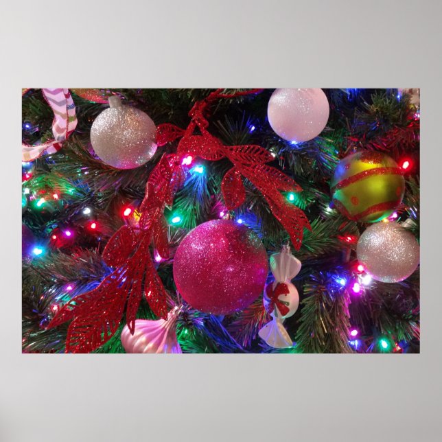 Póster Árvore de Natal Multicolorida Festa Colorida (Frente)