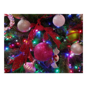 Póster Árvore de Natal Multicolorida Festa Colorida