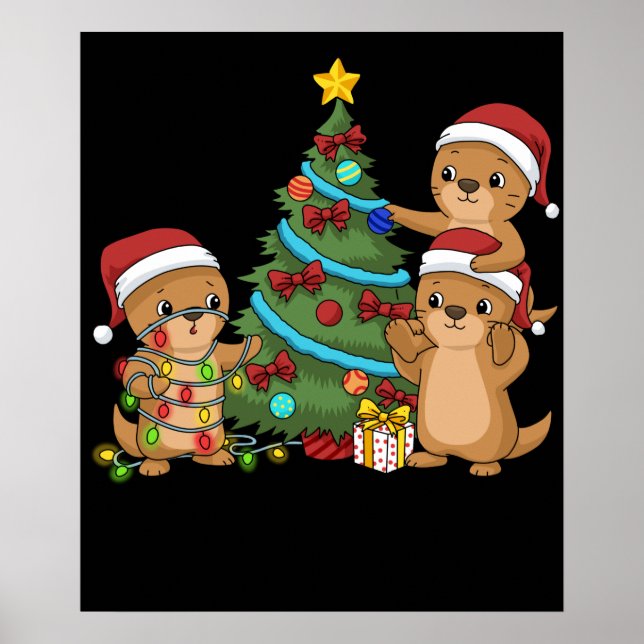 Poster Árvore de Natal Otter Kids Natal Dotada Mar Otter (Frente)