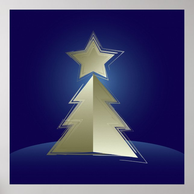 Poster Árvore de Natal ouro (Frente)