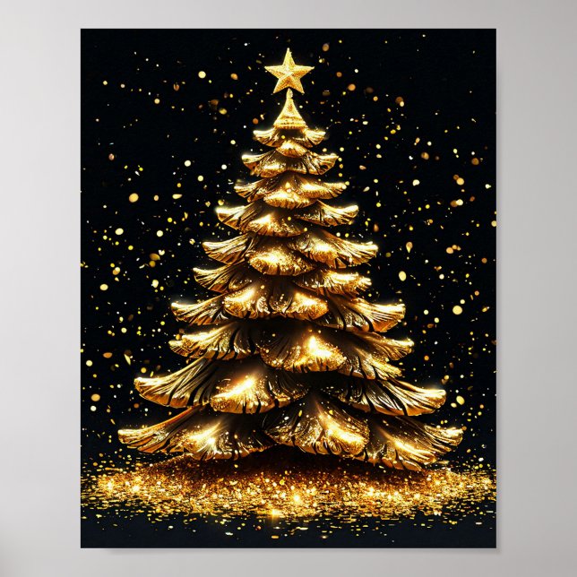Poster Árvore de Natal ouro (Frente)