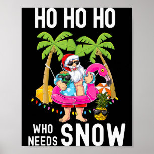Poster Árvore de Natal Palma Papai Noel Surfando Praia de