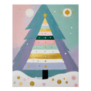 Póster Árvore de Natal Pastel Celestial