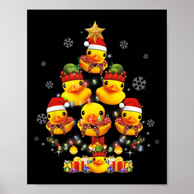 Poster Árvore de Natal Pato de Borracha Xmas Luz Cercada  (Frente)