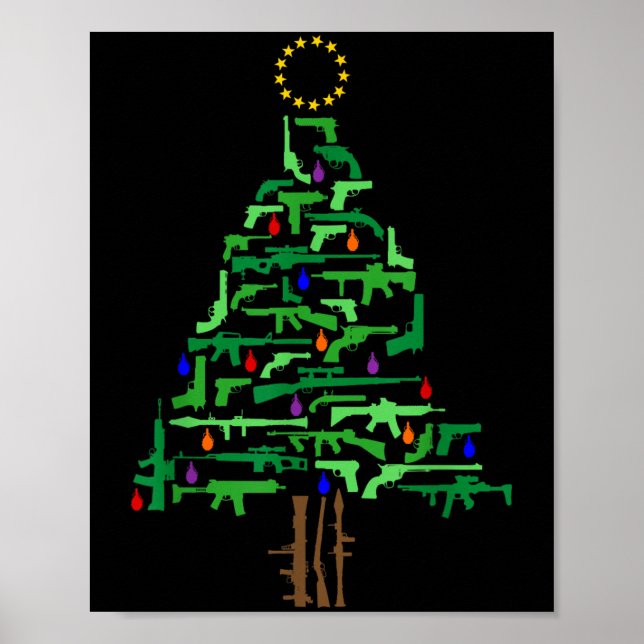 Poster Árvore de Natal Patriótica de Natal com Arma da 2ª (Frente)