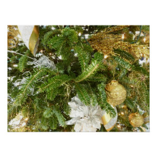 Póster Árvore de Natal Prateada e Dourada I Feriado