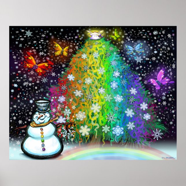 Poster Árvore de Natal Rainbow (Frente)