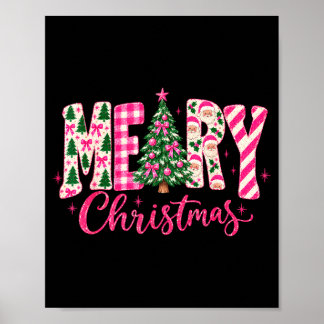 Poster Árvore de Natal rosa fofa e feminina para crianças
