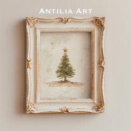 Poster Árvore de Natal russa pintando árvore de pintura d