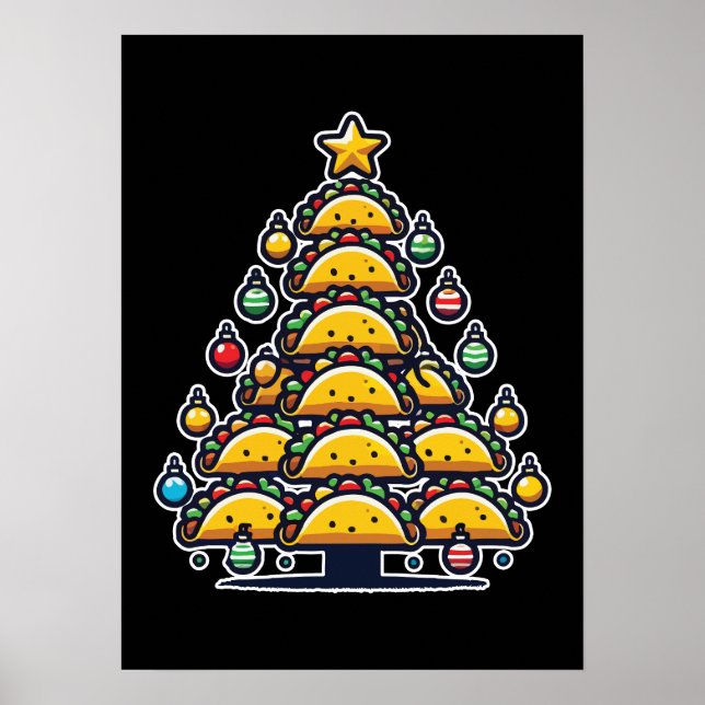 Poster Árvore de Natal Taco - Comida Feriada de Foodie En (Frente)