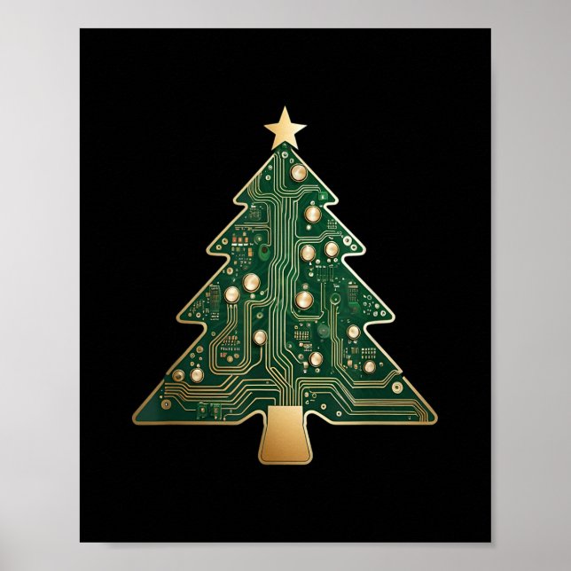 Poster Árvore de Natal Tech do Computador de Circuito (Frente)