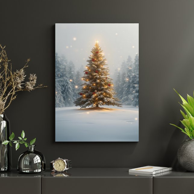 Poster Árvore de Natal Tranquila em Clareira Nevada (Criador carregado)