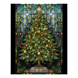 Póster Árvore de Natal Vidro Pintado