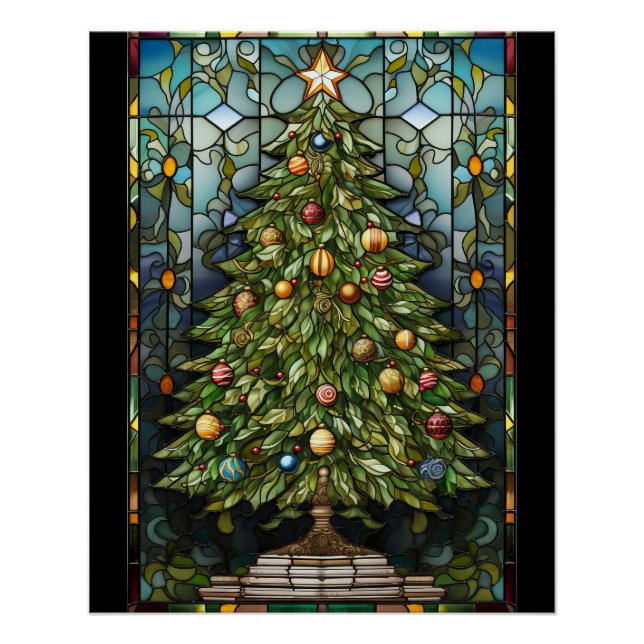 Póster Árvore de Natal Vidro Pintado  (Frente)