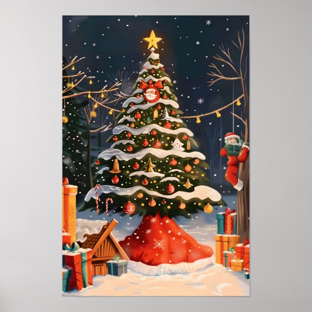Poster Árvore de Natal Vintage (Frente)