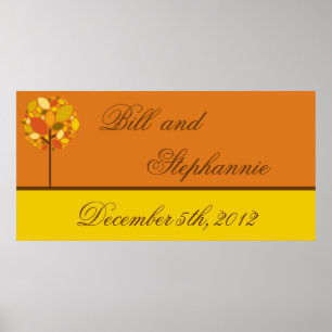 Póster Árvore de outono Moderna de Banner Personalizado d
