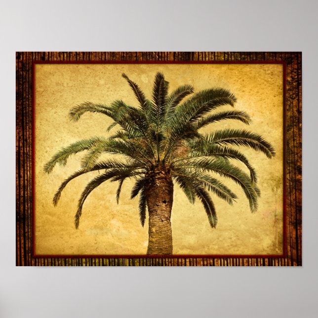 Póster Árvore de palma da Vintage - Modelo tropical perso (Frente)