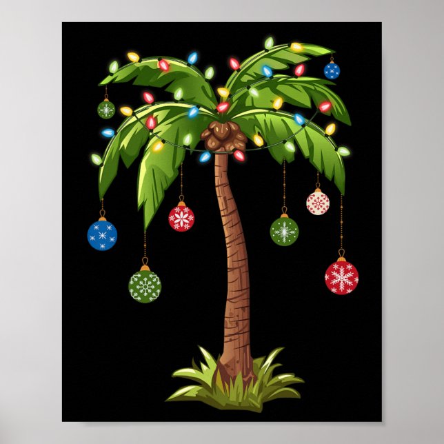 Poster Árvore de Palma de Natal Light Hawaiai Tropical Xm (Frente)