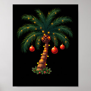 Poster Árvore de Palma de Natal Luzes Festivas Cuja Tropi