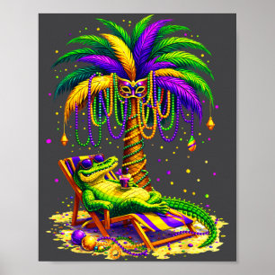 Poster Árvore de Palmeira Mardi Gras Havaiano Trocal Loui