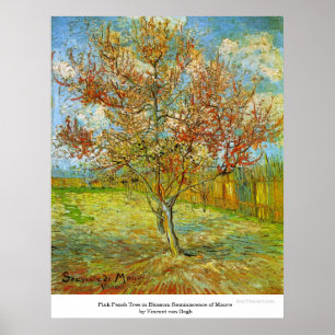 Poster Árvore de pêssego cor-de-rosa na flor por Vincen